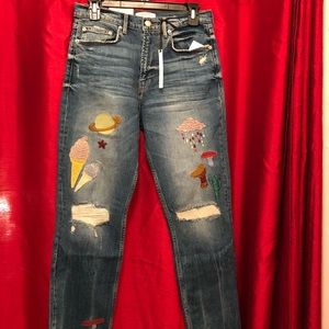 Denim jeans multicolor details